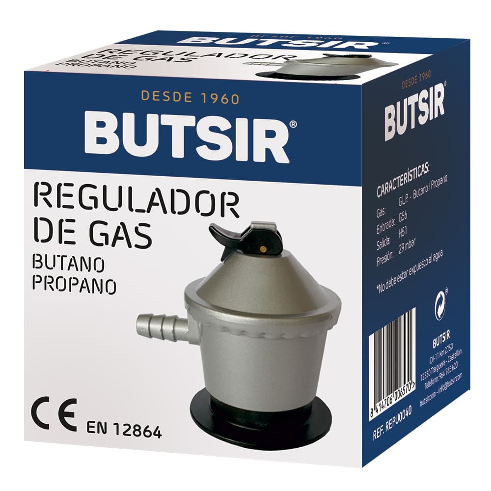 Regulador de Gas Butano y Propano 30 mbar con Válvula de Seguridad Com –  Ferreteria RG
